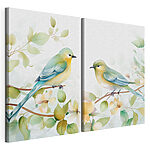 Modulaire canvasprint Twee vogels op een tak