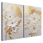 Modulaire canvasprint Schilderij van bloemen en een maan