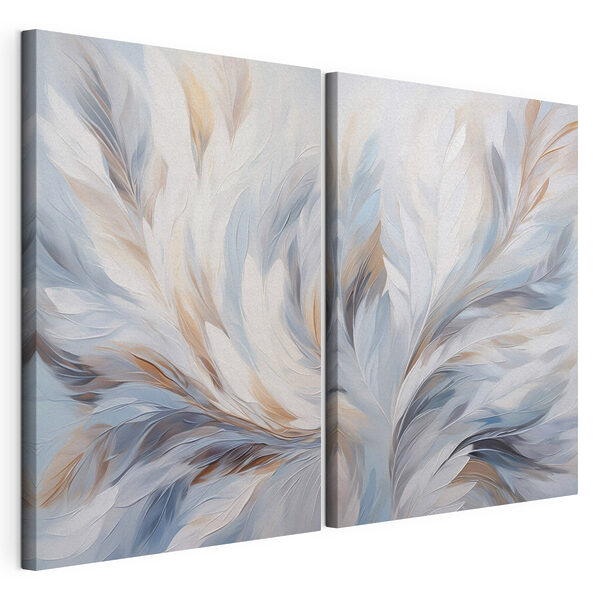 Modulaire canvasprint - Zachte tinten in een elegant bladmotief