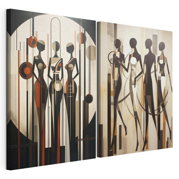 Modulaire canvasprint Een paar schilderijen van vrouwen