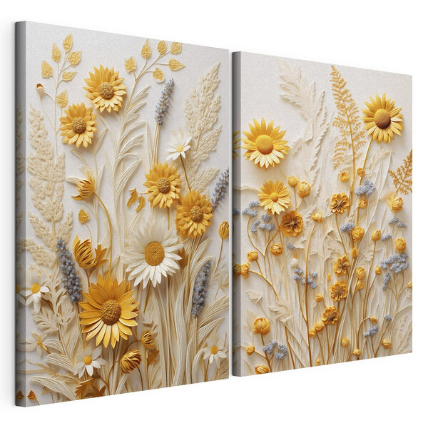 Collage van bloemen en bladeren Modulaire canvasprint Collage van bloemen en bladeren