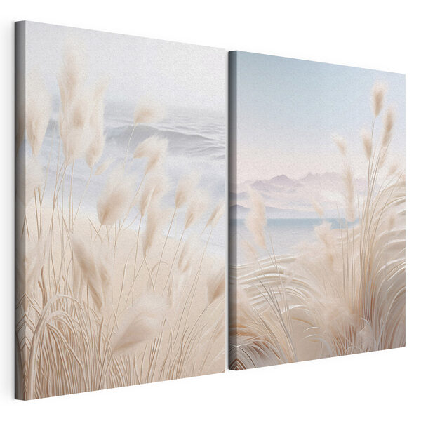 Zachte golven en zacht wuivend gras dansen Modulaire canvasprint Zachte golven en zacht wuivend gras dansen