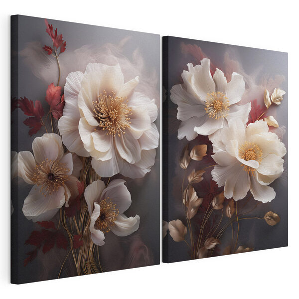 Prachtige bloemen in zachte tinten Modulaire canvasprint Prachtige bloemen in zachte tinten