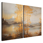 Modulaire canvasprint Schilderij van een berg en een meer
