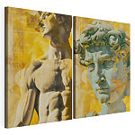 Modulaire canvasprint Collage van een standbeeld