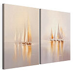 Modulaire canvasprint Een groep zeilboten op het water