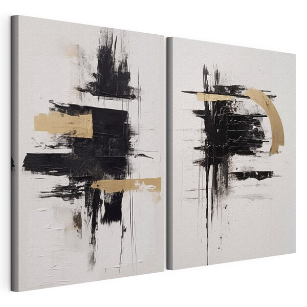 Modulaire canvasprint Dynamisch samenspel van zwart en wit