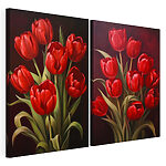 Modulaire canvasprint Stralende rode tulpen in harmonie