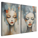 Modulaire canvasprint Schilderij van het gezicht van een vrouw