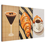 Modulaire canvasprint Een kopje koffie en croissants