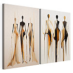 Modulaire canvasprint Schilderij van een vrouw in zwart en bruin