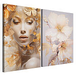 Modulaire canvasprint Vrouw met bloemen en een etalagepop