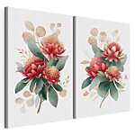 Modulaire canvasprint Levendige bloemen in zachte kleuren