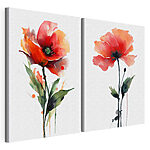 Modulaire canvasprint Levendige bloemmotieven in aquarel