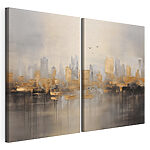 Modulaire canvasprint Twee schilderijen van een stad