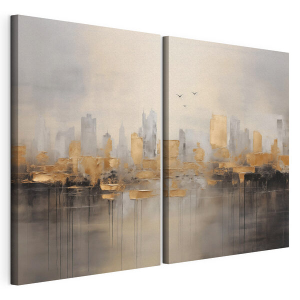 Modulaire canvasprint Twee schilderijen van een stad