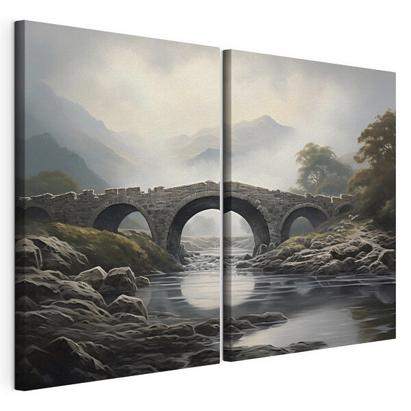 Brug over een rivier Modulaire canvasprint Brug over een rivier