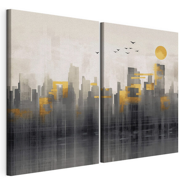 Modulaire canvasprint Schilderij van een stad