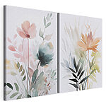 Modulaire canvasprint Schilderij van bloemen en bladeren