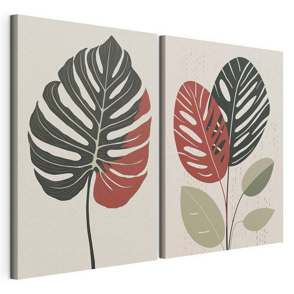 Modulaire canvasprint Twee afbeeldingen van een plant