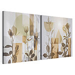 Modulaire canvasprint Zachte bloemmotieven met geometrische vormen