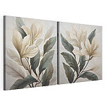 Modulaire canvasprint Schilderij van bladeren op een wit oppervlak