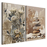 Modulaire canvasprint Collage van bloemen en stenen