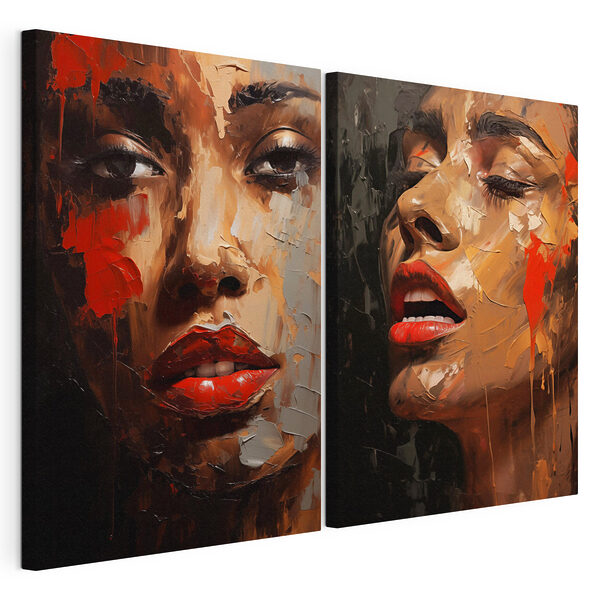Collage van het gezicht van een vrouw Modulaire canvasprint Collage van het gezicht van een vrouw