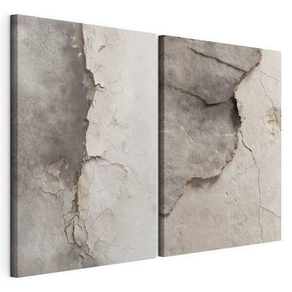 Gebarsten oppervlakken in zachte tinten Modulaire canvasprint Gebarsten oppervlakken in zachte tinten