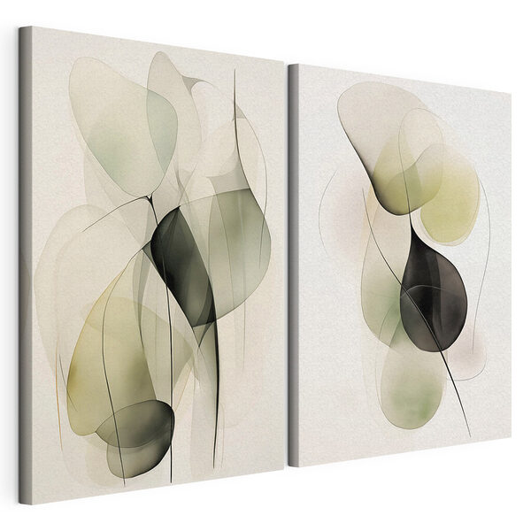 Vloeiende vormen in ingetogen tinten Modulaire canvasprint Vloeiende vormen in ingetogen tinten