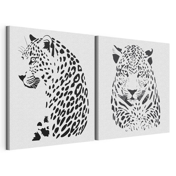 Modulaire canvasprint Kunstzinnige weergave van de majesteit van een luipaard