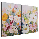Modulaire canvasprint Schilderij van bloemen op doek