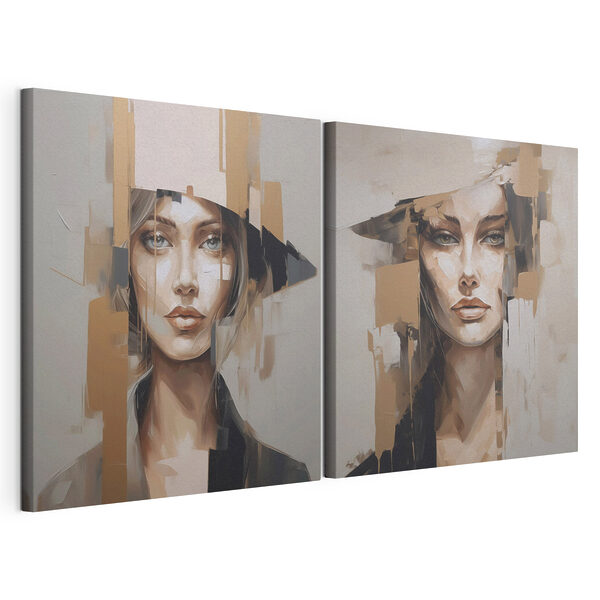Schilderij van een vrouw Modulaire canvasprint Schilderij van een vrouw