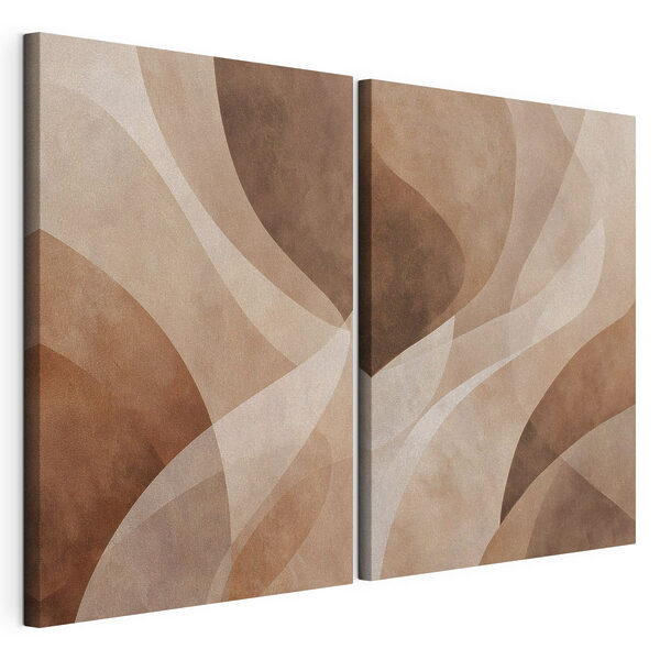 Zachte, vloeiende vormen in warme tinten Modulaire canvasprint Zachte, vloeiende vormen in warme tinten