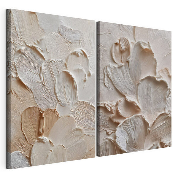 Modulaire canvasprint Zachte bloemblaadjes in subtiele lagen