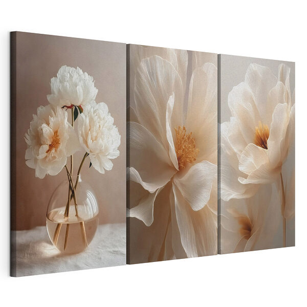 Vaas met witte bloemen erin Modulaire canvasprint Vaas met witte bloemen erin