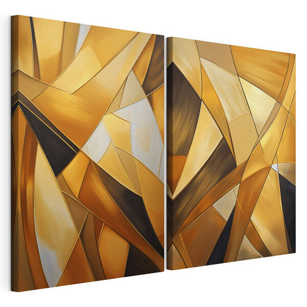 Modulaire canvasprint Dynamisch geometrisch patroon in warme tinten