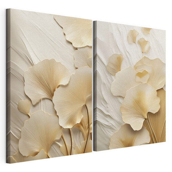 Modulaire canvasprint Fijne blaadjes tegen een zachte achtergrond