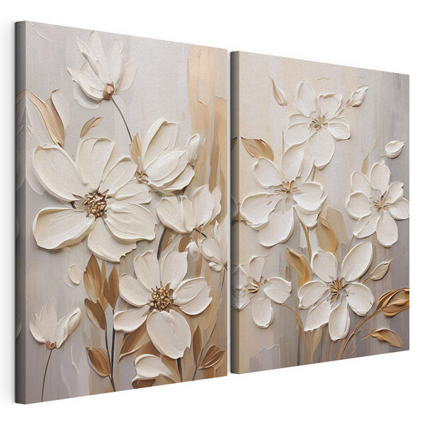 Elegante bloemen in zachte tinten Modulaire canvasprint Elegante bloemen in zachte tinten
