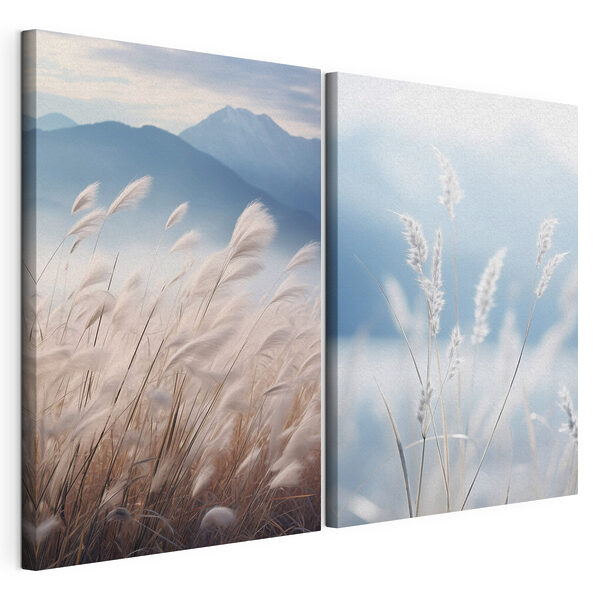 Zacht gras dat in de wind wuift Modulaire canvasprint Zacht gras dat in de wind wuift