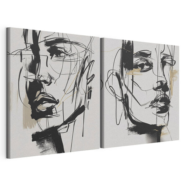 Modulaire canvasprint Expressieve gezichten in de abstracte kunst