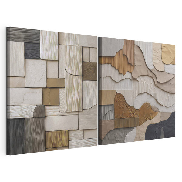 Texturen en patronen in harmonie Modulaire canvasprint Texturen en patronen in harmonie