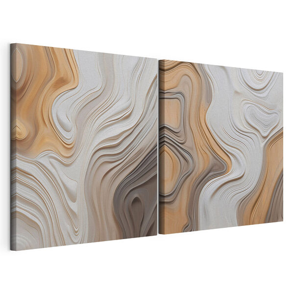 Vloeiende lijnen in warme aardetinten Modulaire canvasprint Vloeiende lijnen in warme aardetinten