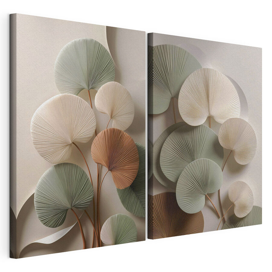 Modulaire canvasprint Elegante papieren blaadjes in zachte kleuren (Artikelnummer: m30152) Modulaire canvasprint Elegante papieren blaadjes in zachte kleuren (Artikelnummer: m30152)