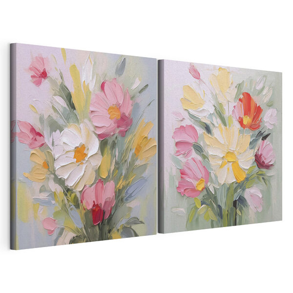 Modulaire canvasprint Schilderij van bloemen op doek