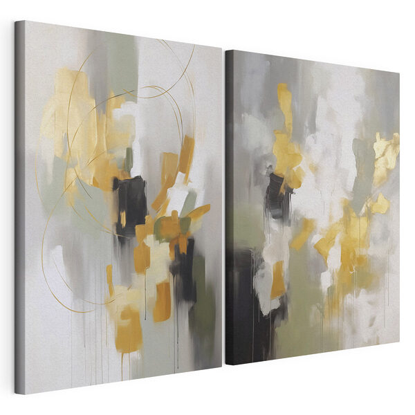 Abstracte vormen in ingetogen kleuren Modulaire canvasprint Abstracte vormen in ingetogen kleuren