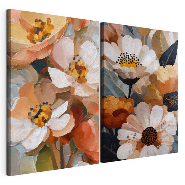 Levendige bloesems in zachte tinten Modulaire canvasprint Levendige bloesems in zachte tinten