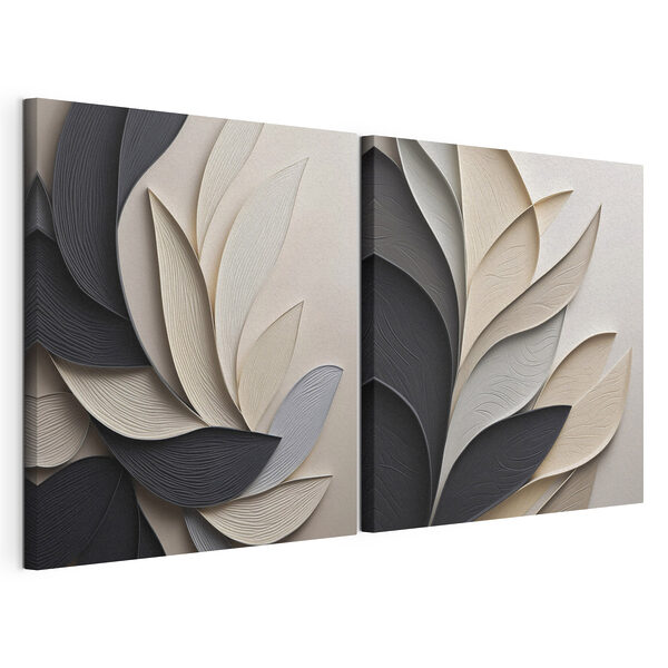 Fijne blaadjes in harmonieuze tinten Modulaire canvasprint Fijne blaadjes in harmonieuze tinten