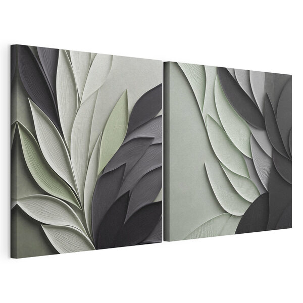 Modulaire canvasprint Een creatie met een gelaagd ontwerp geïnspireerd op bloemen