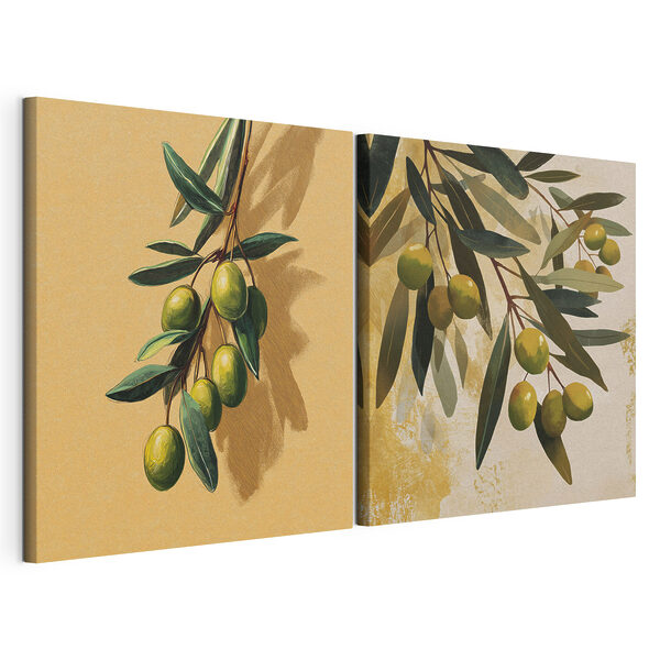 Modulaire canvasprint Een overvloedige oogst van groene olijven